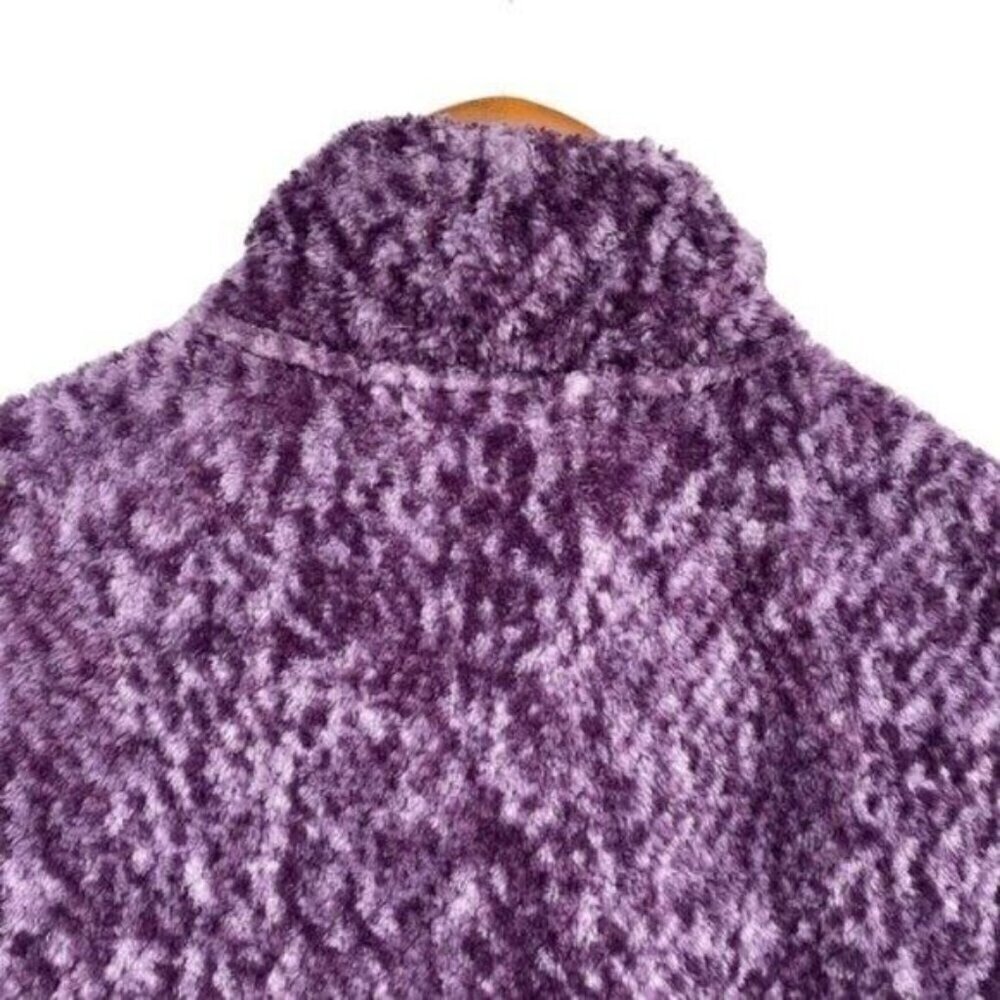 Stan Herman Womens Purple Fuzzy Fleece Zip Up Jacket - Picture 7 of 10